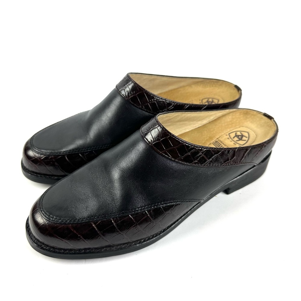 Ariat Santa Cruz Mules 7.5 Black Brown Leather Slip On Womens Shoes